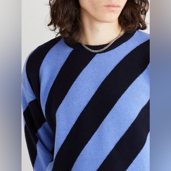 Marni Bold Striped Crewneck Sweater in Blue and Black - Picture 2 of 14